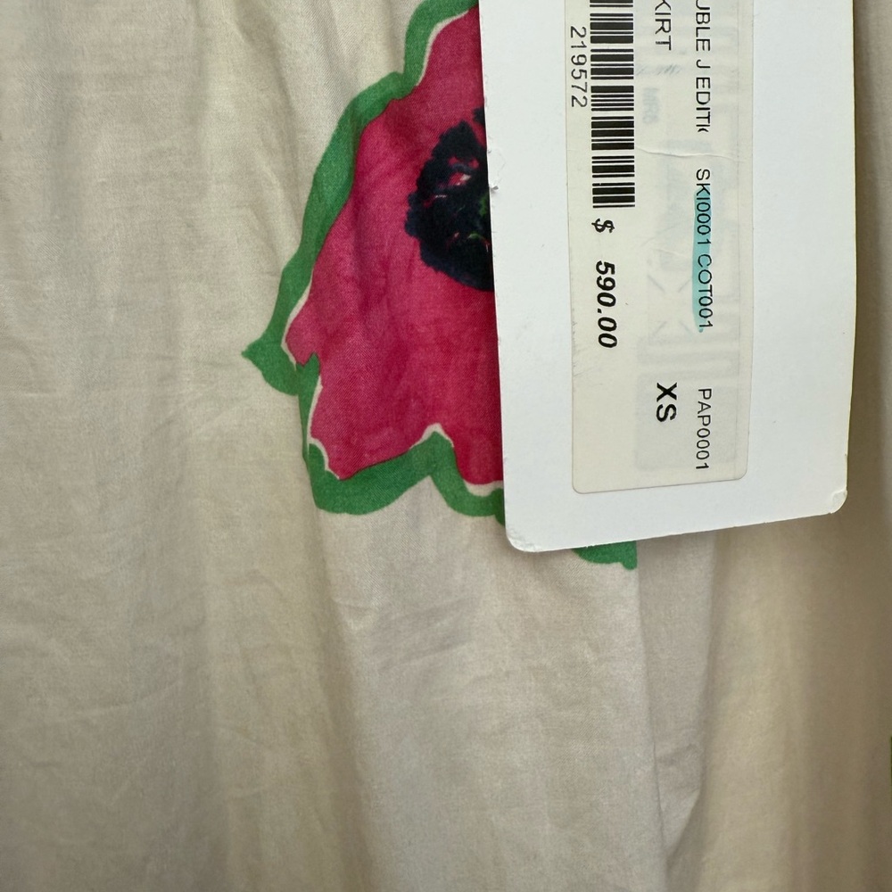 LA DoubleJ Cream Maxi Skirt with Pink Floral Print - Picture 5 of 6